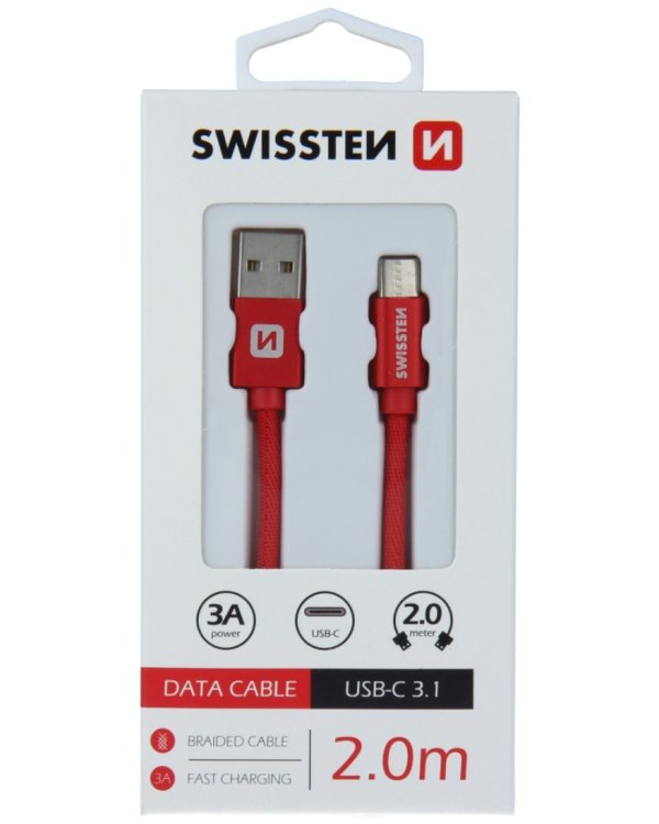 Swissten Textile Универсальный Quick Charge 3.1 USB-C USB Кабель данных 2м