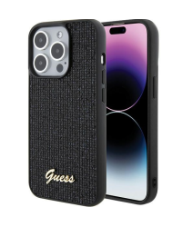 Guess PU Disco Script Metal Case Защитный Чехол для Apple iPhone 15 Pro