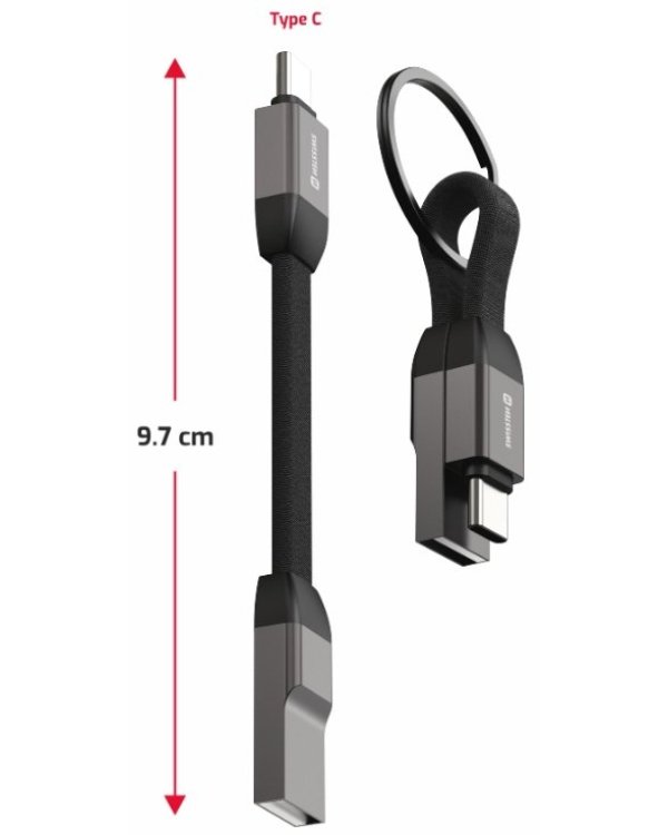 Swissten Magnetic Keychain USB-A - USB-C Кабель 9.7cm