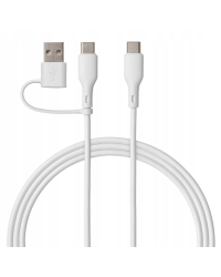 Qualo QRC-CC+A-00 Кабель 2in1 USB-C – USB-C / USB-A адаптер / 1.5 м / белый
