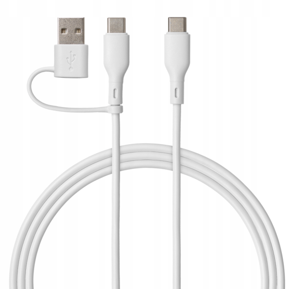 Qualo QRC-CC+A-00 Кабель 2in1 USB-C – USB-C / USB-A адаптер / 1.5 м / белый