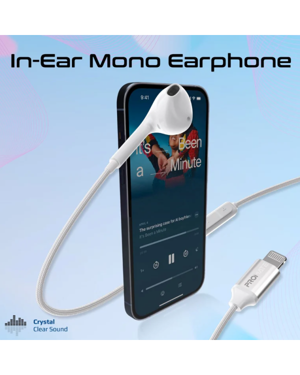 Promate MonoPod Ergonomic Mono MFI Certified In-Ear Проводные наушники Lightning / 1.3m