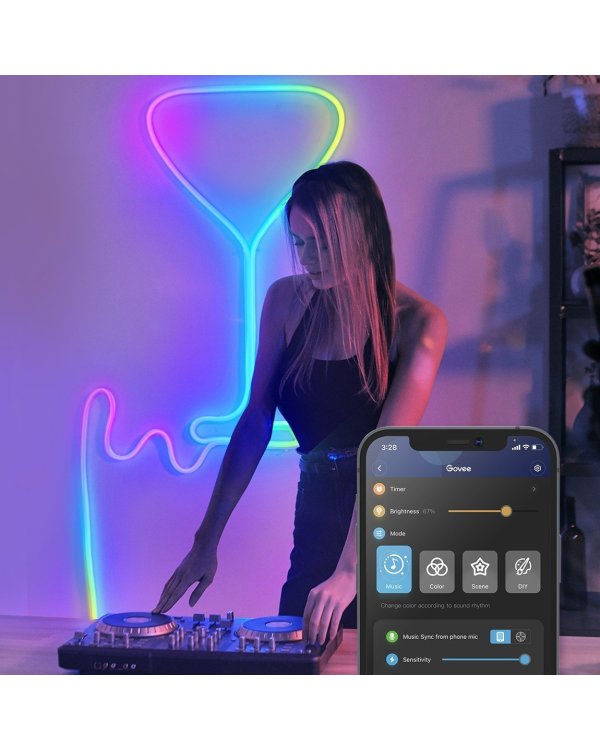 Govee H61A2 Neon Rope RGBIC LED Smart Strip IP67 / Bluetooth / Wi-Fi / 3m
