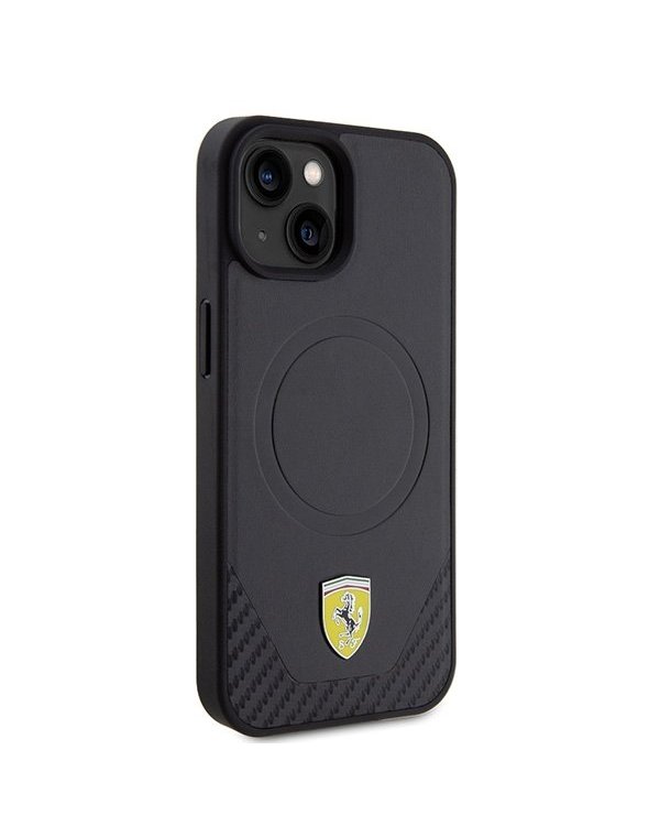 Ferrari Carbon Metal Logo MagSafe Back Case Защитный Чехол для Apple iPhone 15