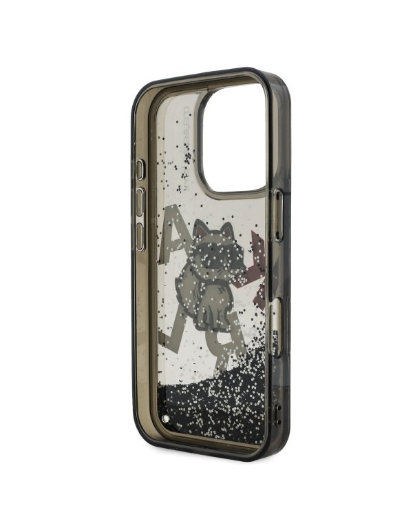 Karl Lagerfeld Liquid Glitter Scattered Choupette Case for Apple iPhone 16 Pro