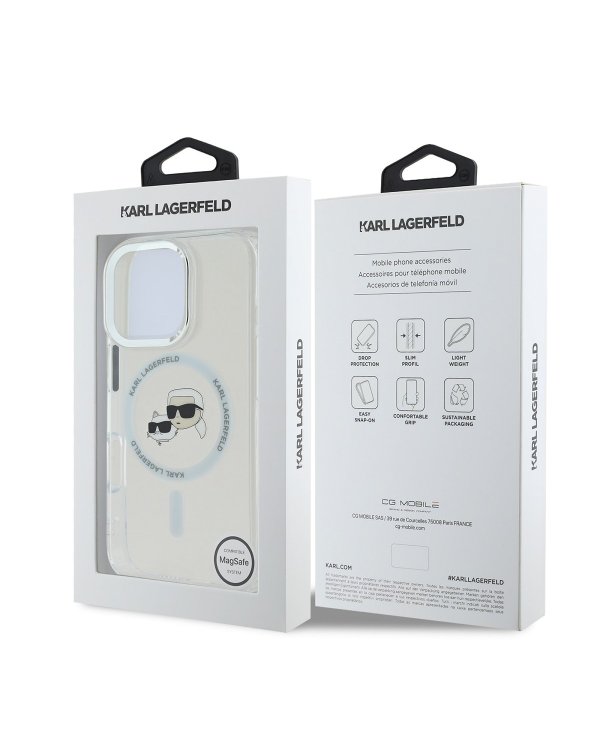 Karl Lagerfeld IML K&CH Heads Metal Frame MagSafe Case Защитный чехол для iPhone 16 Pro Max / прозрачный