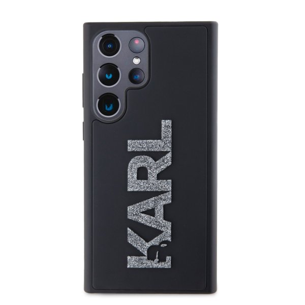 Karl Lagerfeld 3D Rubber Glitter Logo Защитный чехол для Samsung Galaxy S24 Ultra / чёрный