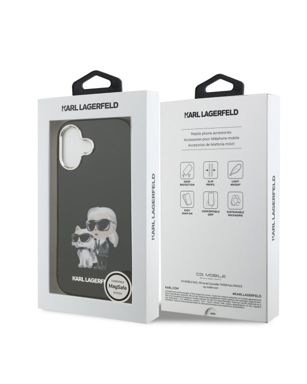 Karl Lagerfeld IML Aquarelle Karl and Choupette Case Защитный чехол для iPhone 17 / чёрный