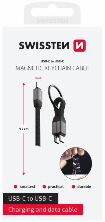 Swissten Magnetic Keychain USB-C - USB-C Кабель 9.7cm