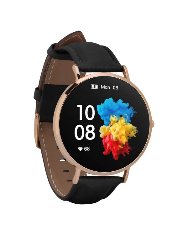 Garett Smartwatch Verona Gold And Black Leather Умные часы AMOLED / Bluetooth / IP67 / GPS / SMS