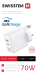 Swissten GaN Зарядное устройство 2x USB-C / USB для UK socket 70W