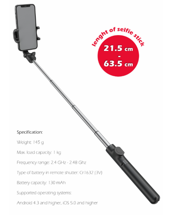 Swissten Bluetooth Selfie Aluminum штатив для телефонов и камер с дистанционной кнопкой