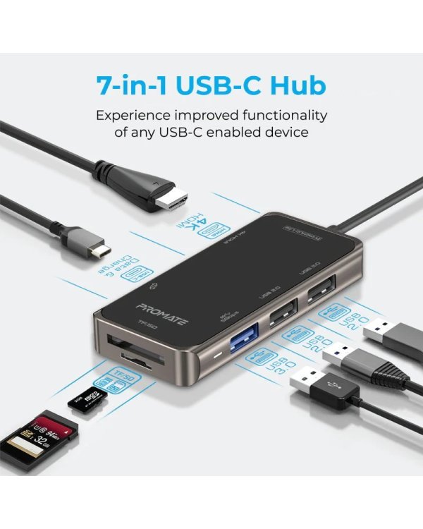 PROMATE PrimeHub-Lite USB-C Multimedia Hub / 4K HDMI / USB3.0 / SD / PD