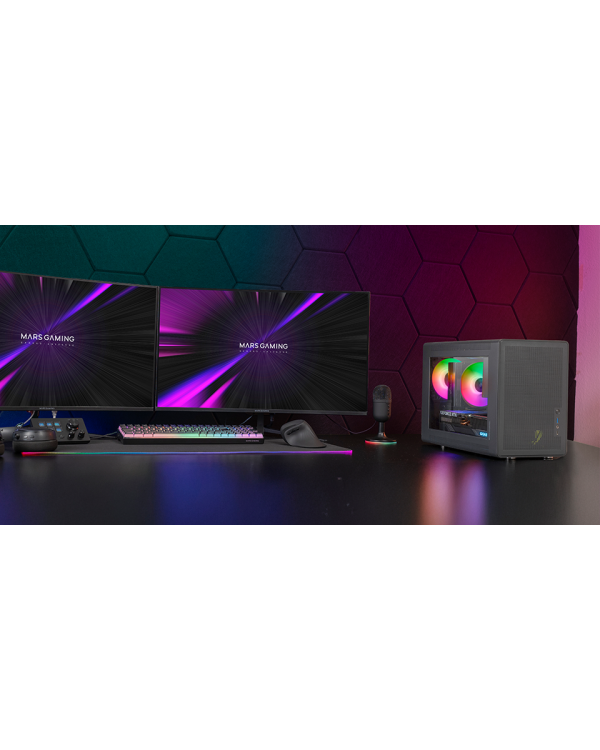 Mars Gaming MCXPS mATX Ultra-Compact Gaming PC Case with MESH & Glass Panel