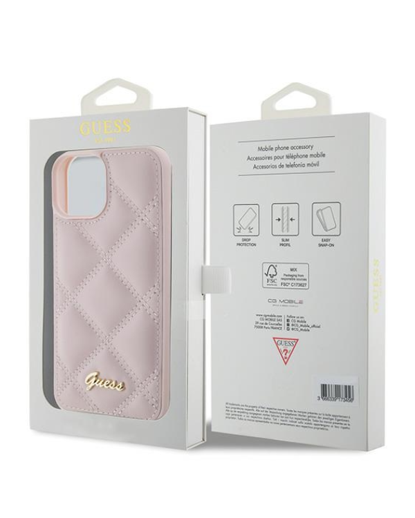 Guess Quilted Metal Logo Case Защитный Чехол для Apple iPhone 15