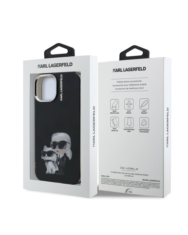 Karl Lagerfeld IML Aquarelle Karl and Choupette Защитный чехол для iPhone 15 / чёрный