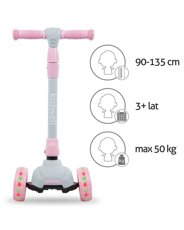 Kidwell Jax алюминиевый самокат Серый - Розовый
