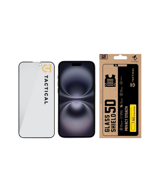Tactical Glass Shield Privacy Stealth 5D Защитное стекло для Apple iPhone 15 Plus/16 Plus / чёрный