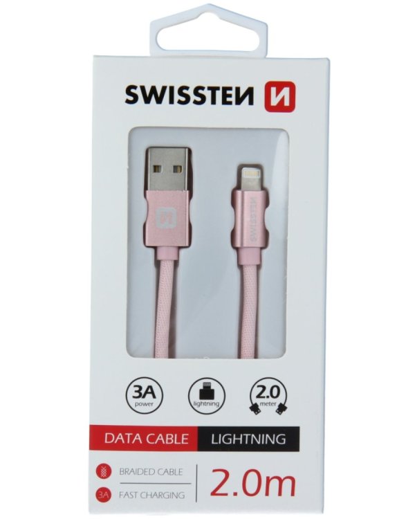 Swissten Textile Fast Charge 3A Lightning Кабель Для Зарядки и Переноса Данных 2m
