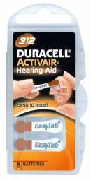 Duracell Hearing Aid 312 A312 Батарейка 6ш