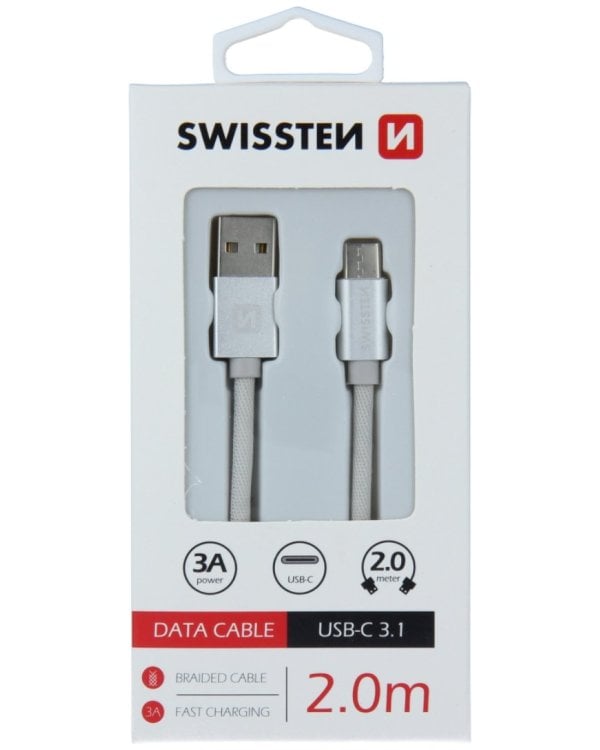 Swissten Textile Универсальный Quick Charge 3.1 USB-C USB Кабель данных 2м