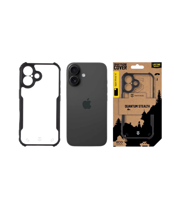 Tactical Quantum Stealth Cover Защитный чехол для Apple iPhone 16 / прозрачный/чёрный