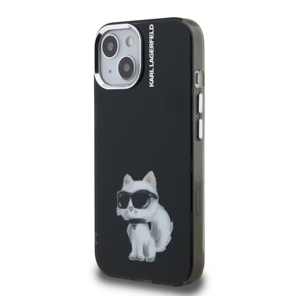 Karl Lagerfeld IML Aquarelle Choupette Защитный чехол для iPhone 15 / чёрный