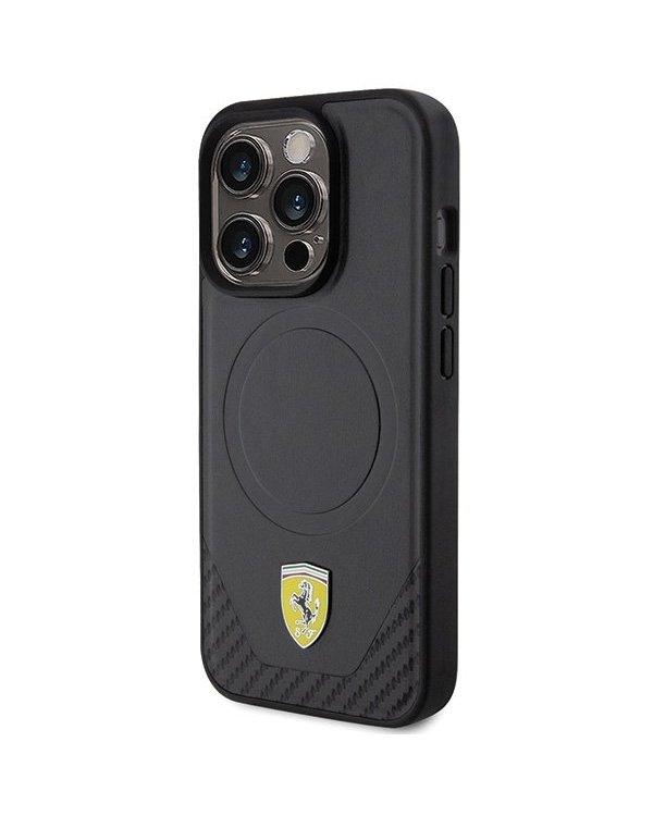 Ferrari Carbon Metal Logo MagSafe Back Case Защитный Чехол для Apple iPhone 15 Pro