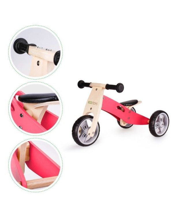 Ecotoys Деревянный беговел розовый
