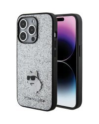 Karl Lagerfeld Fixed Glitter Choupette Logo Metal Pin Защитный Чехол для Apple iPhone 15 Pro Max