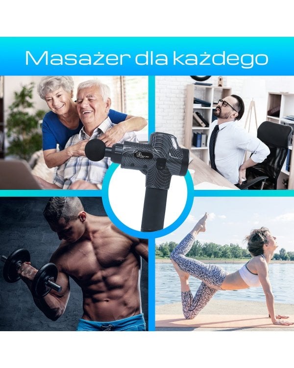 Extralink Massage Gun Pro Массажный пистолет / 3800 об/мин / 6 сменных насадок