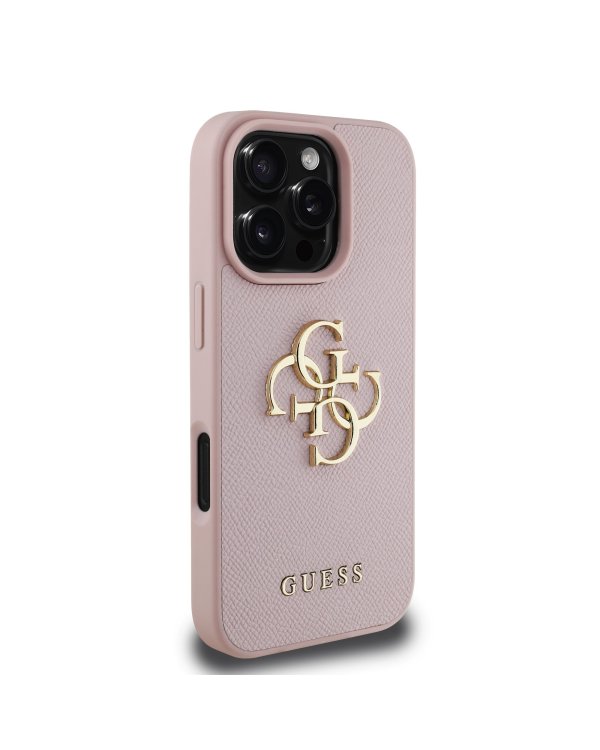 Guess PU Grained 4G Metal Logo Чехол для Apple iPhone 16 Pro