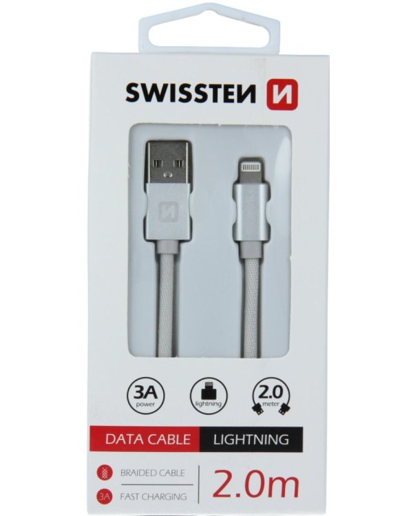 Swissten Textile Fast Charge 3A Lightning Кабель Для Зарядки и Переноса Данных 2m