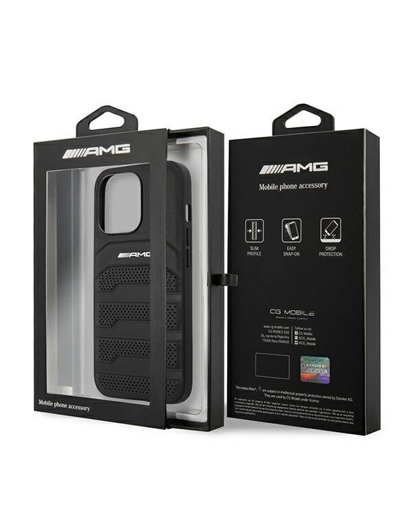 AMG AMHCP13LGSEBK Back Case Кожанный Чехол для телефона Apple iPhone 13 Pro Черный