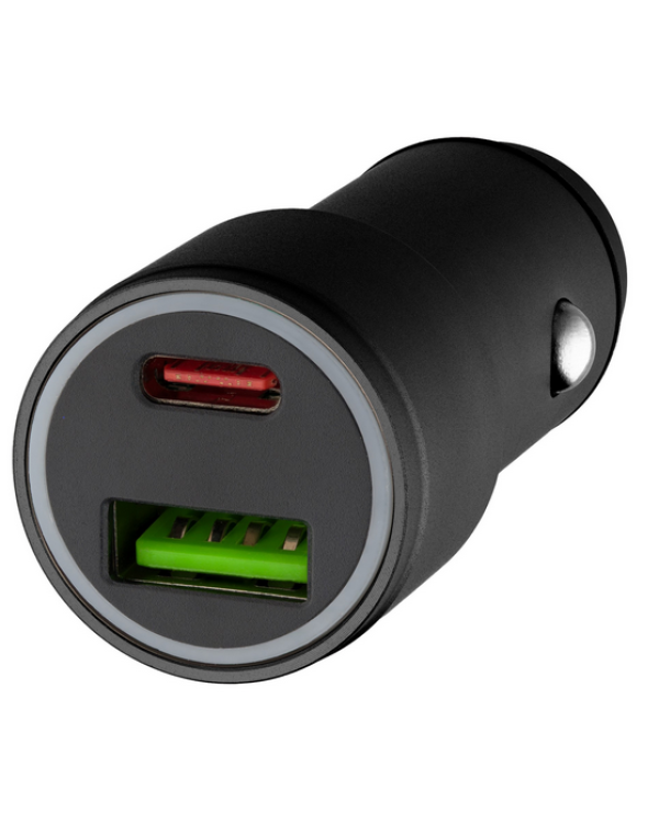 Qualo QLS-AC-38 Aluminum Авто зарядка 38W / USB-C / USB-A