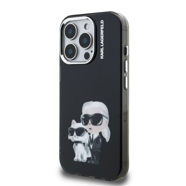 Karl Lagerfeld IML Aquarelle Karl and Choupette Защитный чехол для iPhone 15 Pro / чёрный