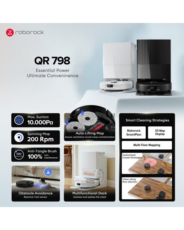 Roborock Qrevo 798 Робот-пылесос с функцией мойки, белый (QVRRS02)