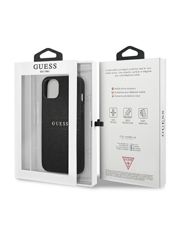Guess GUHCP13SPSASBBK Saffiano Stripe Back Case Чехол для Apple iPhone 13 Mini Черный