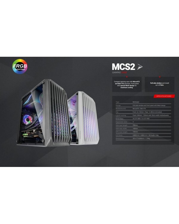 Mars Gaming MC-S2 Корпус ПК mATX / FRGB / Window / MESH