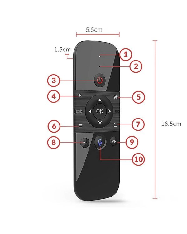 RoGer M8 Universal Remote control Универсальный пульт дистанционного управления с беспроводной клавиатурой для TV 2.4G USB-ресивер TV W1 черный