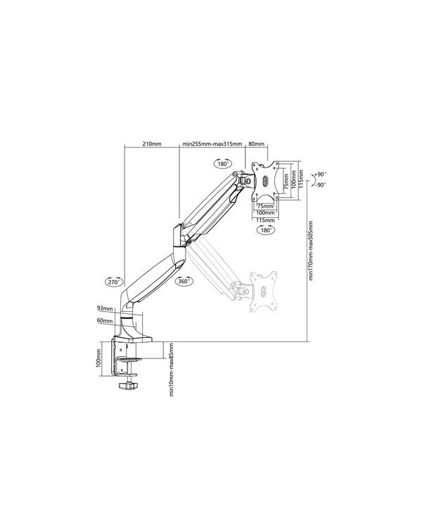 Multibrackets MB-3262 Держатель монитора с регулировкой высоты