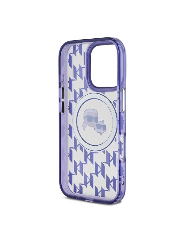 Karl Lagerfeld IML Monogram K&CH Heads MagSafe Case Защитный чехол для iPhone 16 Pro Max / фиолетовый