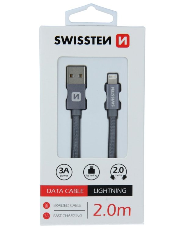 Swissten Textile Fast Charge 3A Lightning Кабель Для Зарядки и Переноса Данных 2m
