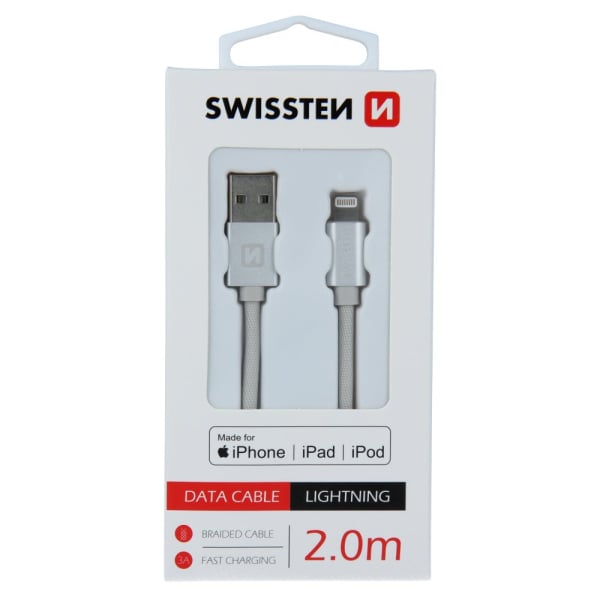 Swissten MFI Textile Fast Charge 3A Lightning Кабель Для Зарядки и Переноса Данных 2m