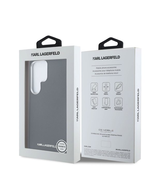 Karl Lagerfeld PU Saffiano Metal Logo and Frame Case Чехол для Samsung Galaxy S25 Ultra