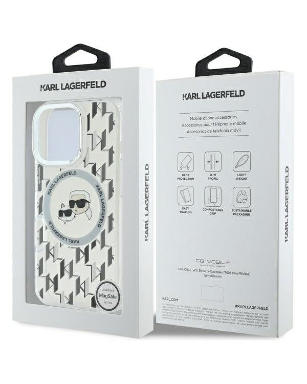Karl Lagerfeld Hard IML Monogram Karl&Choupette Head MagSafe Case Чехол для Apple iPhone 16 Pro