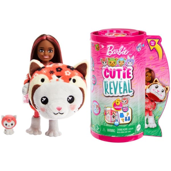 Barbie Chelsea Cutie Reveal Costume Cuties Series Teddy Bear in Red Panda Кукла