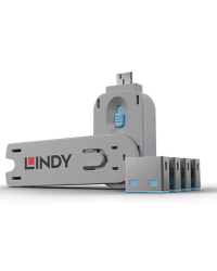 Lindy 40452 USB Type A Набор блокираторов порта 4шт + ключ / синий
