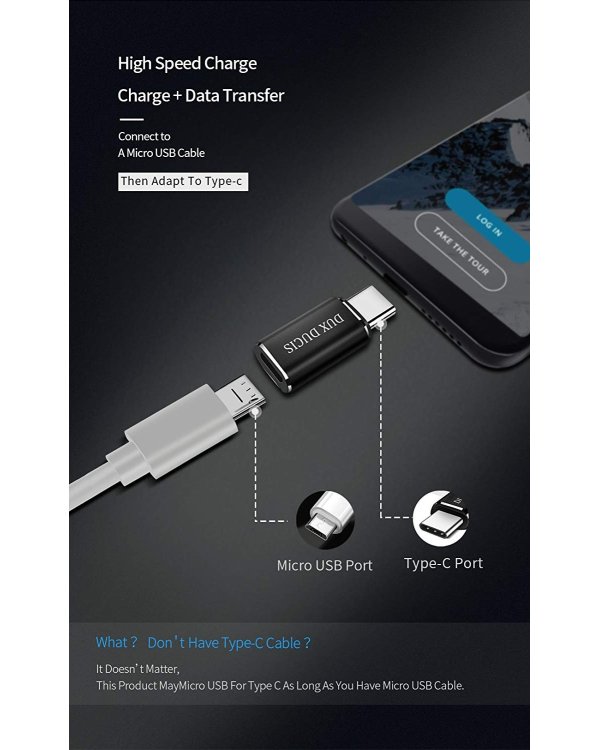 Dux Ducis Универсальный Адаптер Micro USB к USB Type-C Подключение Black (EU Blister)