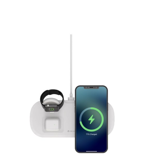 Devia Wireless Charger Беспроводная Зарядка 3in1 / Cмартфона / Apple Watch / Hаушников / USB